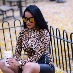 Animal Print turtleneck top